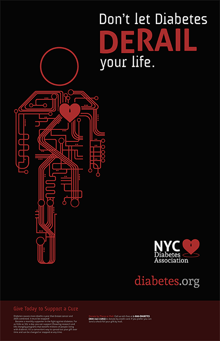 Diabetes NYC Poster Black Background Variation One
