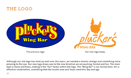 Plucker's Re-Brand Manual Logo Comparison Page